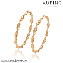 90436-Xuping ventas calientes 18K pendientes de aro de oro de la joyería de latón con alta calidad